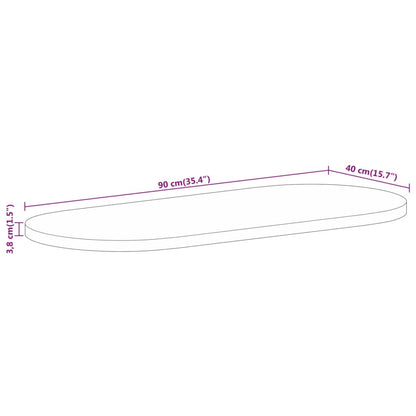 Tampo de mesa oval 90x40x3,8cm madeira mangueira áspera maciça