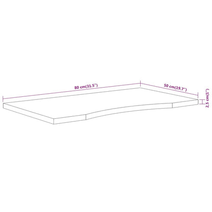 Tampo de secretária retangular 80x50x2,5 cm acácia maciça