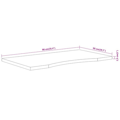 Tampo de secretária retangular 90x50x2,5 cm acácia maciça