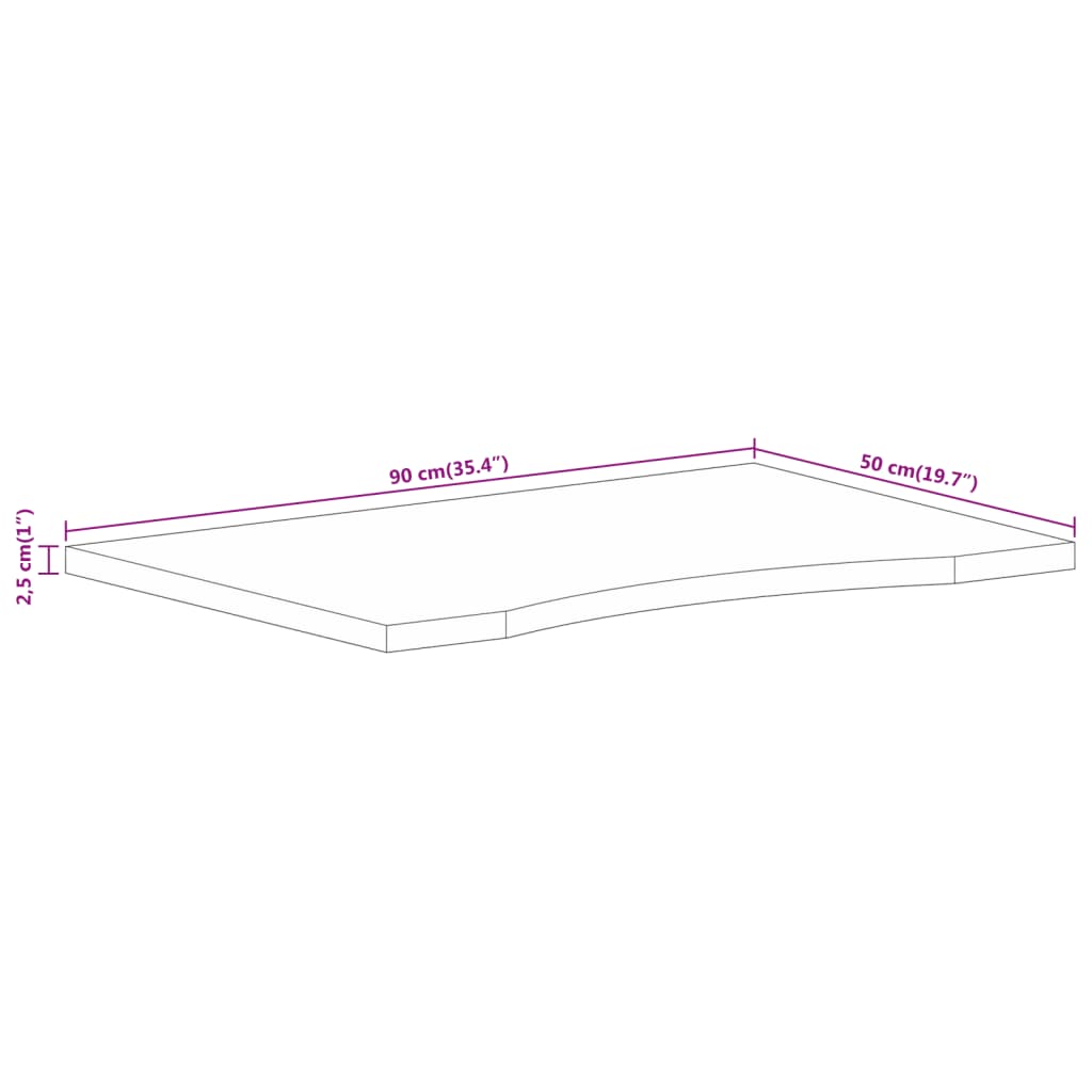 Tampo de mesa com curva 90x50x2,5 cm mangueira áspera maciça