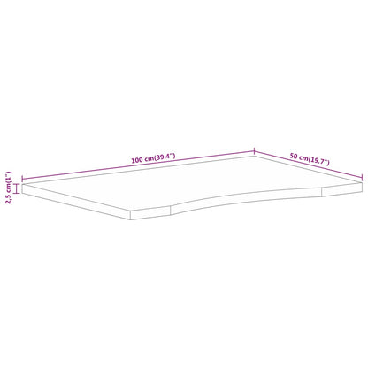 Tampo de mesa com curva 100x50x2,5 cm mangueira áspera maciça