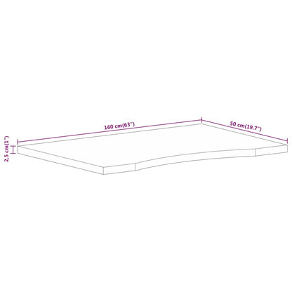 Tampo de mesa com curva 160x50x2,5 cm mangueira áspera maciça