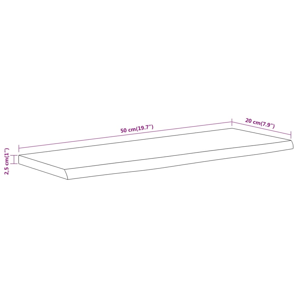 Prateleira de parede retangular 50x20x2,5 cm acácia maciça