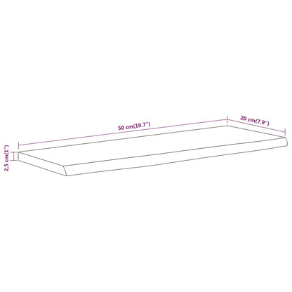 Prateleira de parede retangular 50x20x2,5 cm acácia maciça