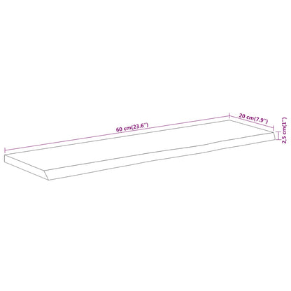 Prateleira de parede retangular 60x20x2,5 cm acácia maciça