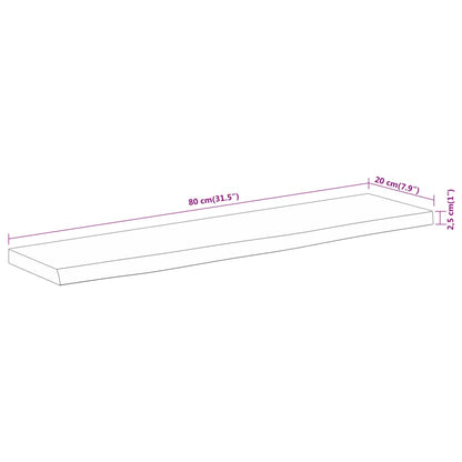 Prateleira de parede retangular 80x20x2,5 cm acácia maciça