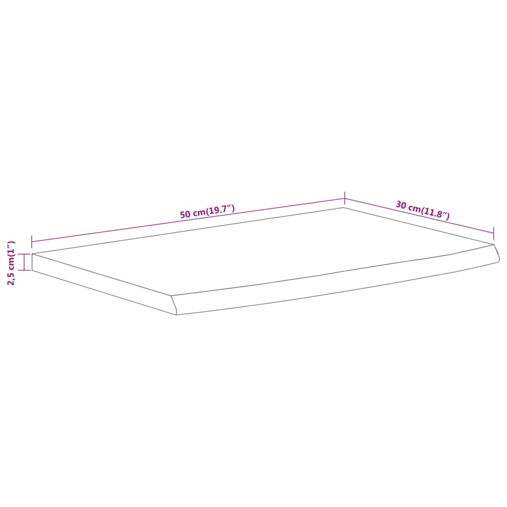 Prateleira de parede retangular 50x30x2,5 cm acácia maciça