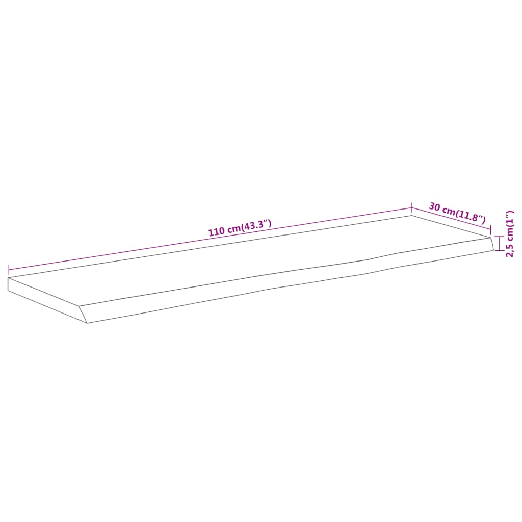 Prateleira de parede retangular 110x30x2,5 cm acácia maciça