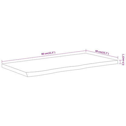 Tampo de mesa retangular borda viva 80x40x2,5 cm acácia maciça