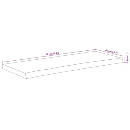 Tampo de mesa retangular borda viva 90x40x2,5 cm acácia maciça