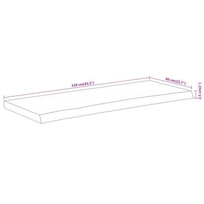 Tampo de mesa retangular borda viva 110x40x2,5 cm acácia maciça