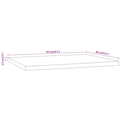 Tampo de secretária retangular 90x80x2,5 cm acácia maciça