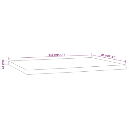 Tampo de secretária retangular 110x80x2,5 cm acácia maciça