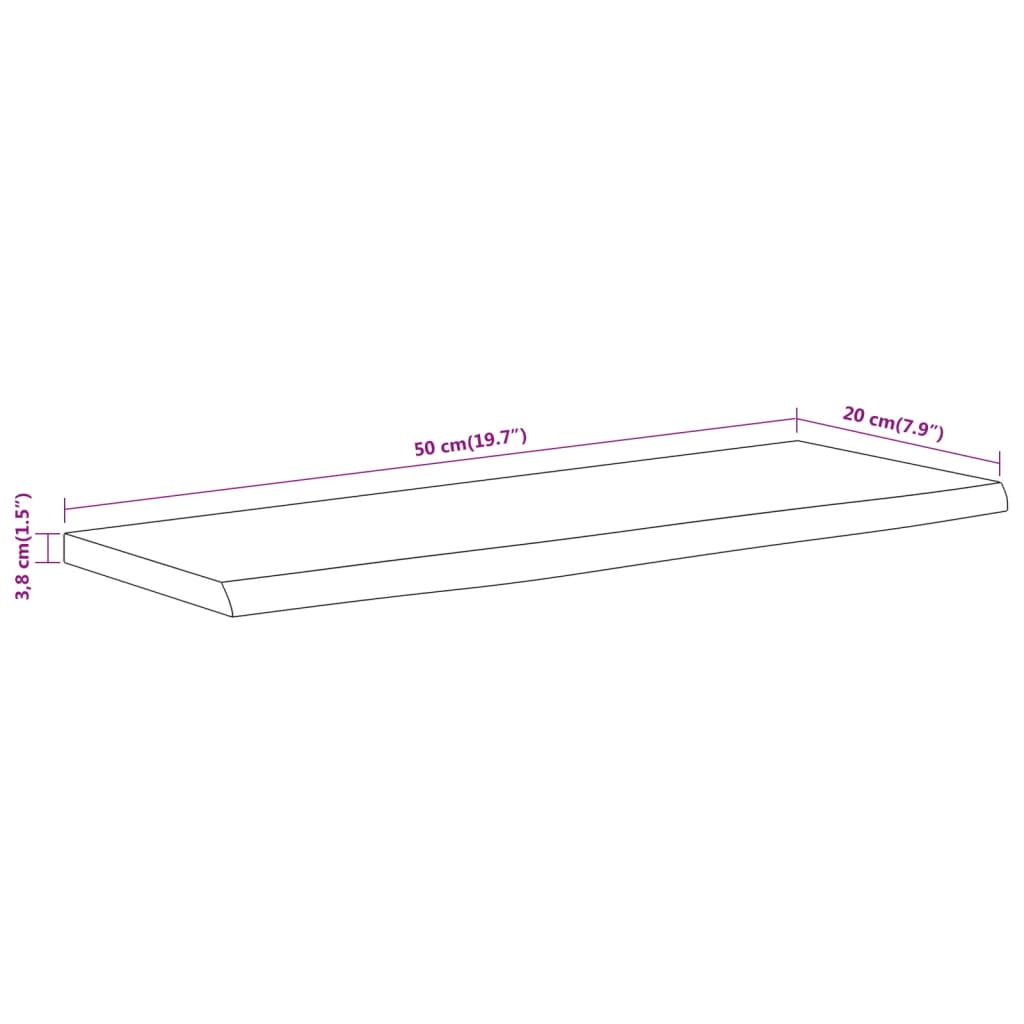 Prateleira de parede retangular 50x20x3,8 cm acácia maciça