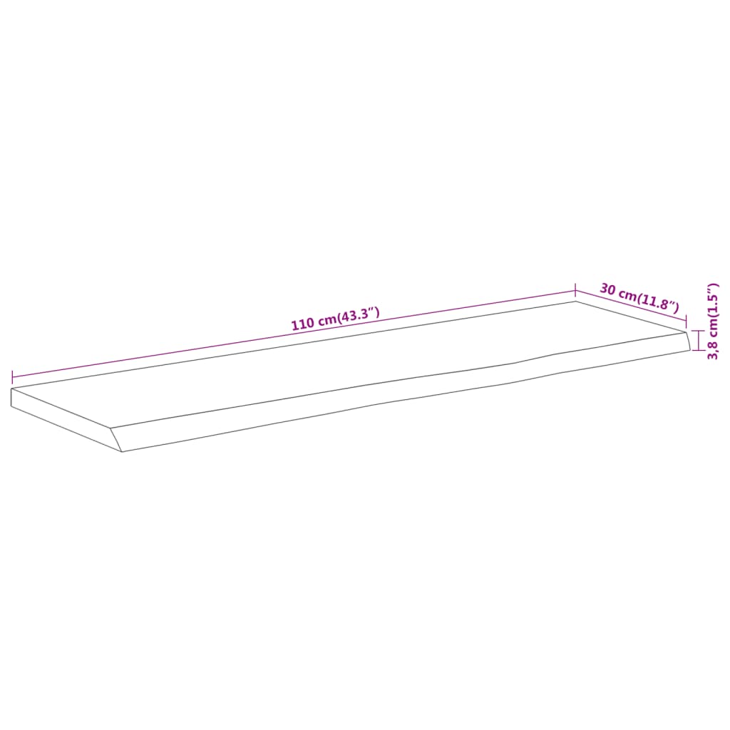 Prateleira de parede retangular 110x30x3,8 cm acácia maciça