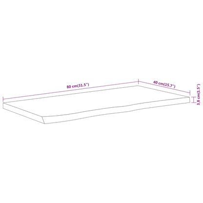 Tampo de mesa retangular borda viva 80x40x3,8 cm acácia maciça