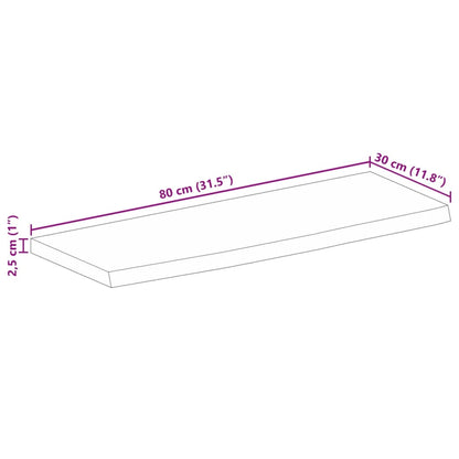 Tampo de mesa c/ borda viva 80x30x2,5cm mangueira áspera maciça