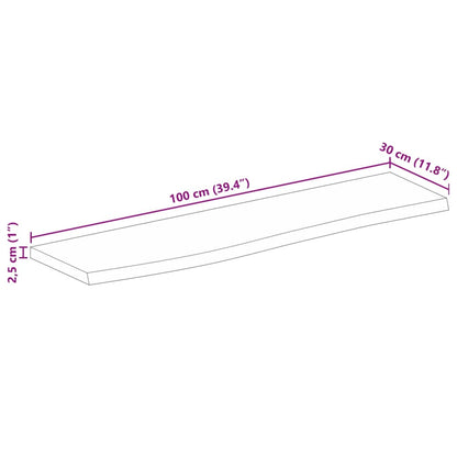 Tampo de mesa borda viva 100x30x2,5 cm mangueira áspera maciça