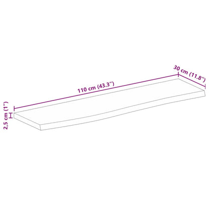 Tampo de mesa borda viva 110x30x2,5 cm mangueira áspera maciça