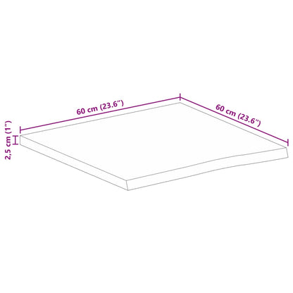 Tampo de mesa borda viva 60x60x2,5 cm mangueira áspera maciça