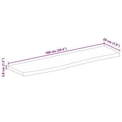 Tampo de mesa borda viva 100x20x3,8 cm mangueira áspera maciça