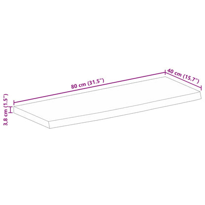 Tampo de mesa c/ borda viva 80x40x3,8cm mangueira áspera maciça