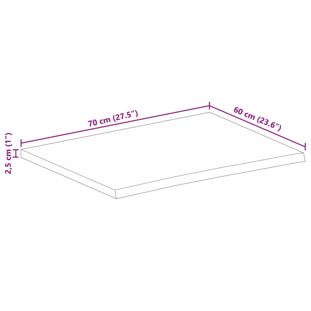 Tampo de mesa c/ borda viva 70x60x2,5 cm mangueira maciça