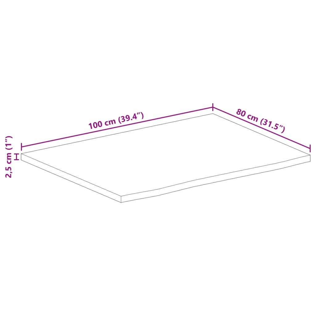 Tampo de mesa c/ borda viva 100x80x2,5 cm mangueira maciça