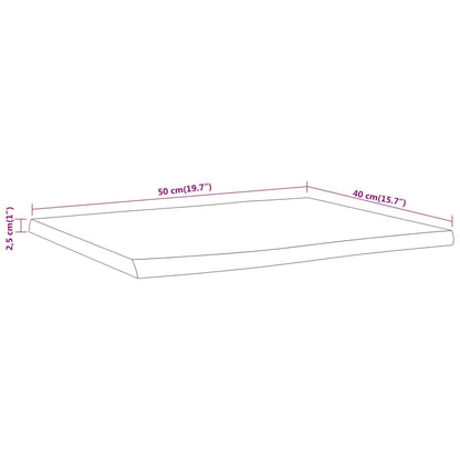 Tampo de mesa retangular borda viva 50x40x2,5 cm acácia maciça