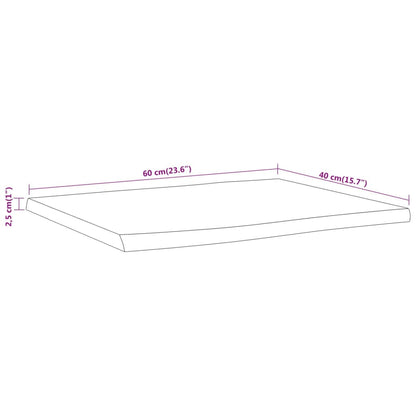 Tampo de mesa retangular borda viva 60x40x2,5 cm acácia maciça