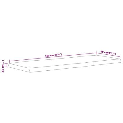 Tampo de mesa retangular borda viva 100x40x2,5 cm acácia maciça