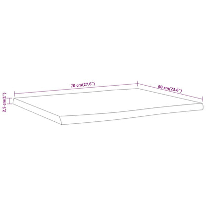 Tampo de mesa retangular borda viva 70x60x2,5 cm acácia maciça