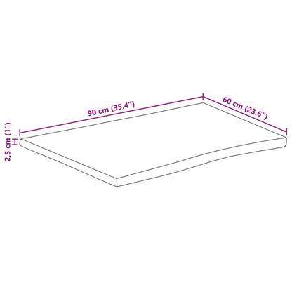 Tampo de mesa retangular borda viva 90x60x2,5 cm acácia maciça