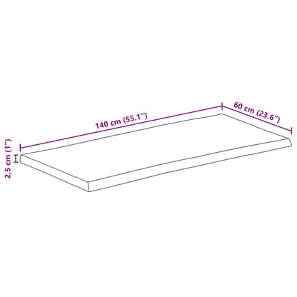 Tampo de mesa retangular borda viva 140x60x2,5 cm acácia maciça