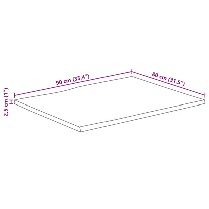 Tampo de mesa retangular borda viva 90x80x2,5 cm acácia maciça