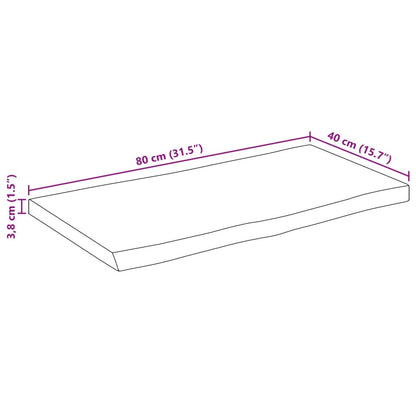 Tampo de mesa retangular borda viva 80x40x3,8 cm acácia maciça