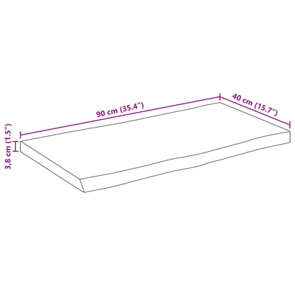 Tampo de mesa retangular borda viva 90x40x3,8 cm acácia maciça