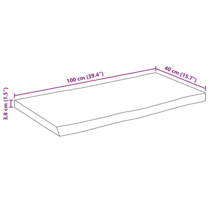 Tampo de mesa retangular borda viva 100x40x3,8 cm acácia maciça