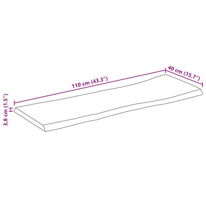 Tampo de mesa retangular borda viva 110x40x3,8 cm acácia maciça