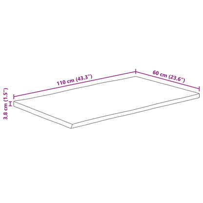 Tampo de mesa retangular borda viva 110x60x3,8 cm acácia maciça