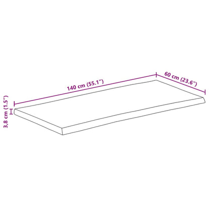 Tampo de mesa retangular borda viva 140x60x3,8 cm acácia maciça