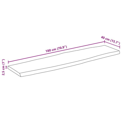 Tampo de mesa c/borda viva 180x40x2,5cm mangueira áspera maciça