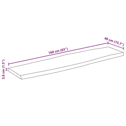 Tampo de mesa c/borda viva 160x40x3,8cm mangueira áspera maciça