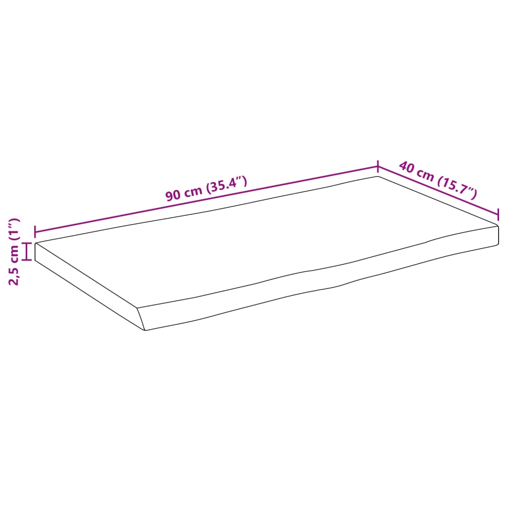 Tampo de mesa c/ borda viva 90x40x2,5 cm mangueira maciça