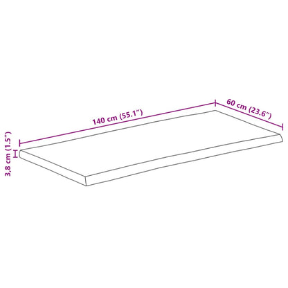 Tampo de mesa c/ borda viva 140x60x3,8 cm mangueira maciça