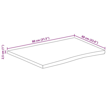 Tampo de mesa c/ borda viva 80x60x2,5 cm mangueira maciça