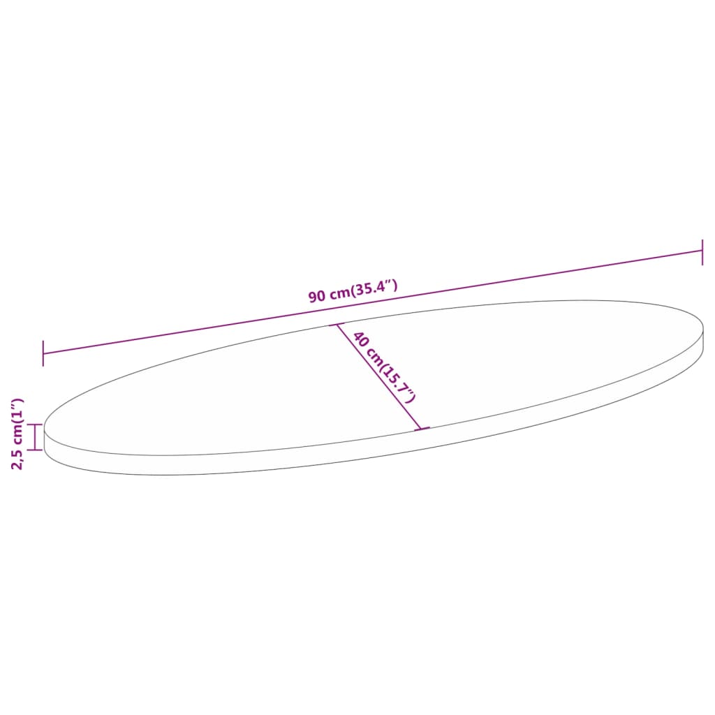 Tampo de mesa oval 90x40x2,5 cm madeira de acácia maciça