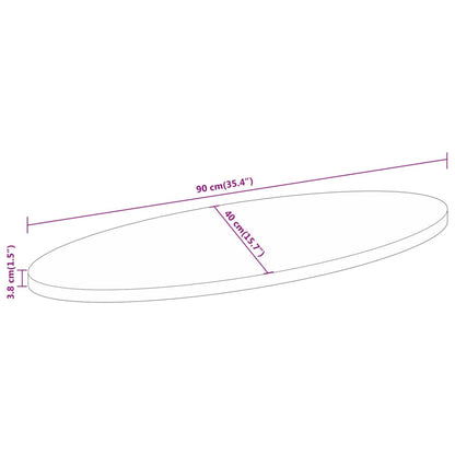 Tampo de mesa oval 90x40x3,8 cm madeira de mangueira maciça