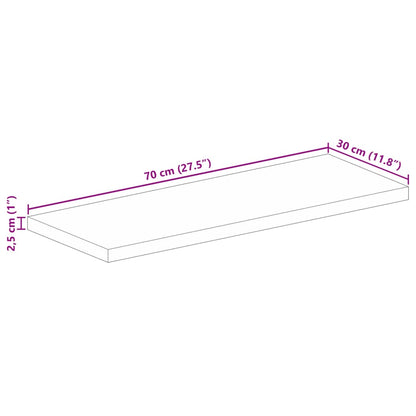 Tampo de mesa retangular 70x30x2,5 cm madeira de acácia maciça