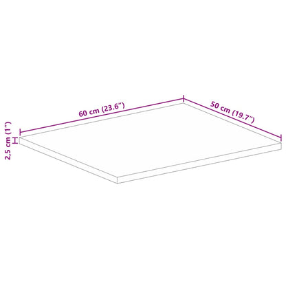 Tampo de mesa retangular 60x50x2,5 cm madeira de acácia maciça